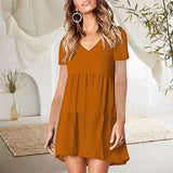 Robe décontractée ample à manches courtes et col en V pour femmes