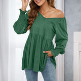 T-shirt bouffant à manches longues et encolure en V