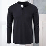 T-shirts décontractés à manches longues Henley pour hommes