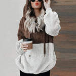 Veste en Peluche à Double Color Block