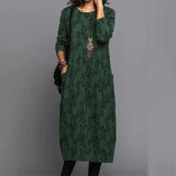 Robe de Poche Imprimée à Manches Longues