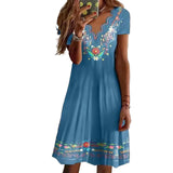 Robe Pastorale Imprimée à Col V Ondulé