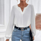 Chemise en mousseline de soie à manches longues de couleur unie