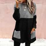 Panneaux Ronds Col Poches Manches Longues Suède Sweat-shirt