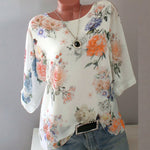 T-shirt imprimé à manches mi-longues et col rond