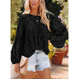 Elégant chemisier unicolore à manches longues