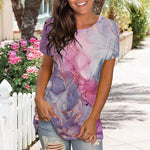 T-shirt décontracté à col rond coloré