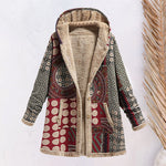 Veste pull à capuche en coton et lin imprimé