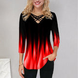 T-shirt Ample Á Col En V Pour Femmes