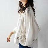 Élégant Chemisier En Mousseline Brodé Blanc De Qualité Supérieure