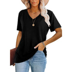 T-shirt décontracté à col en V pour femmes