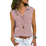 Chemisier uni sans manches avec poches