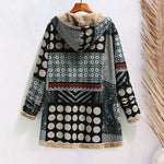 Veste pull à capuche en coton et lin imprimé