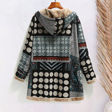 Veste pull à capuche en coton et lin imprimé