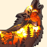 Ornement d'animal de forêt en bois creux 3D