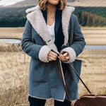 Veste en Peluche Épaisse à Revers