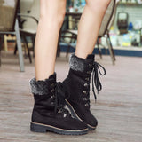 Bottes Mi-Mollet en Daim à Lacets Hiver