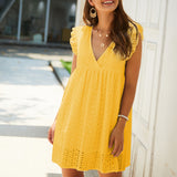 Robe estivale en dentelle à volants sur les manches