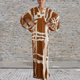 Robe imprimée à manches en V pour femmes