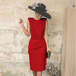 Robe Sexy Moulante à Pois sans Manches - ciaovie