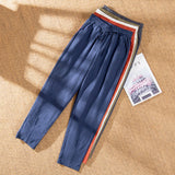 Pantalon Droit Décontracté à Taille Élastique en Coton et Lin pour Femmes