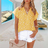 Chemise femme imprimée à col en V