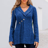 Haut de Couleur Unie avec Boutons et Manches Longues