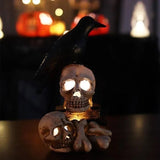 Lumière de décoration de squelette de résine et lumière de corbeau de crâne