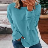 Sweat-shirt à Col Rond et Manches Longues de Couleur Unie