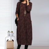 Robe de Poche Imprimée à Manches Longues