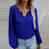 Chemise en mousseline de soie à manches longues de couleur unie