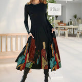 Robe Imprimée à Manches Longues