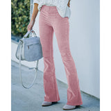 Pantalon en velours côtelé avec taille élastiquée