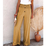 pantalon large élastique en coton et lin