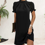 Robe mi-longue à manches lanterne