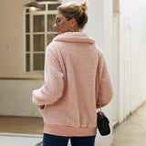 Pull à Revers Asymétrique en Molleton d'Agneau Pull Épaissi de Couleur Unie