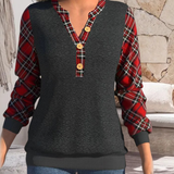 Pull avec Motif en Damier et Boutons