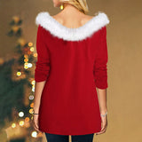 Top de Noël à Paillettes et Col Fourrure