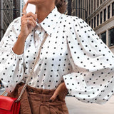 Chemise En Mousseline Á Pois Et Revers