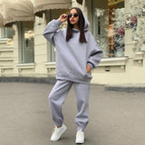 Sweat à capuche décontracté deux pièces de couleur unie
