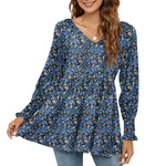 Chemise Á Manches Longues Bouffantes Imprimée