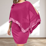 Robe à paillettes irrégulières de couleur unie