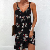 Mini-robe élégante à double bretelles et col en V pour femmes