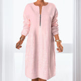 Robe Unicolore avec Fermeture Éclair