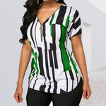 T-shirt à Manches Courtes Imprimé à Col en V de Grande Taille