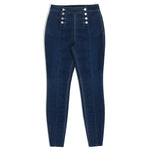 Jean skinny taille haute à double boutonnage