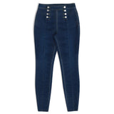 Jean skinny taille haute à double boutonnage