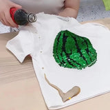 Nouveau t-shirt pastèque à paillettes changeantes pour l'été