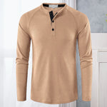 T-shirts décontractés à manches longues Henley pour hommes