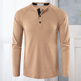 T-shirts décontractés à manches longues Henley pour hommes